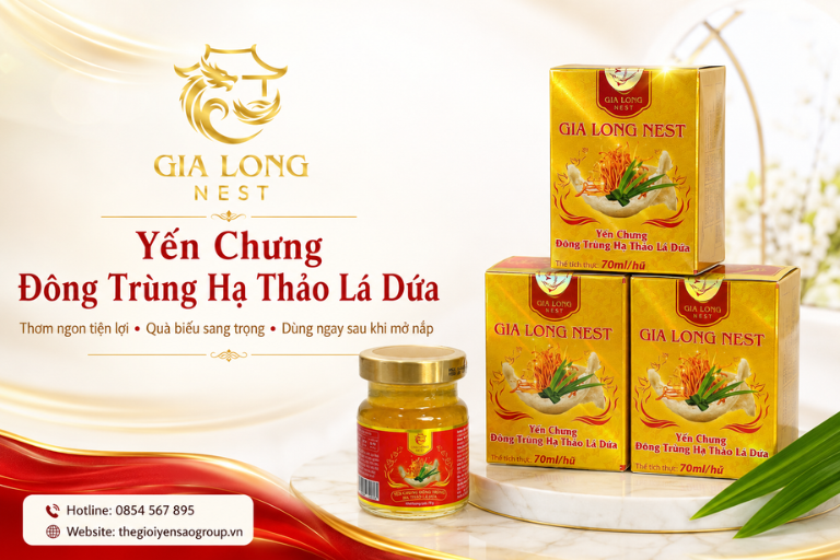 Yến chưng đông trùng hạ thảo lá dứa