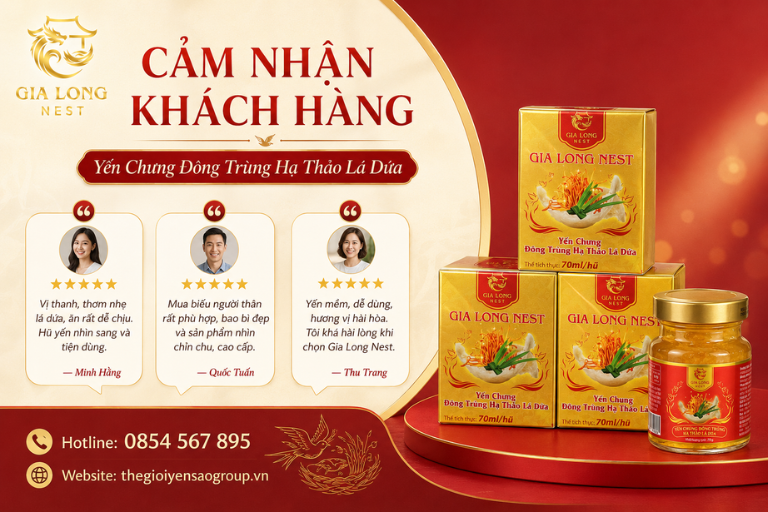 Yến chưng đông trùng hạ thảo lá dứa