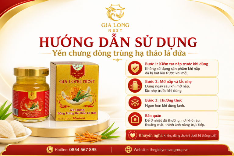 Yến chưng đông trùng hạ thảo lá dứa