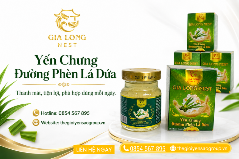 Yến chưng đường phèn lá dứa
