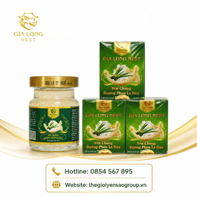 Yến Chưng Đông Trùng Hạ Thảo Lá Dứa Gia Long Nest 70g