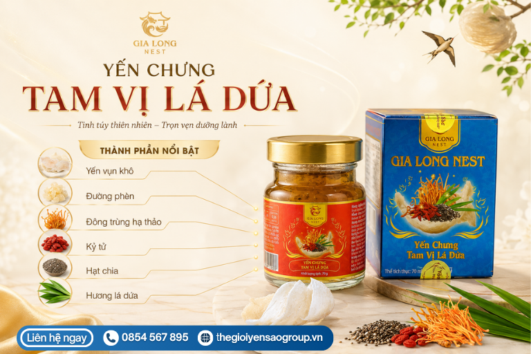 Yến Chưng Tam Vị Lá Dứa Gia Long Nest