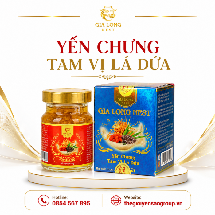 Yến chưng tam vị lá dứa Gia Long Nest