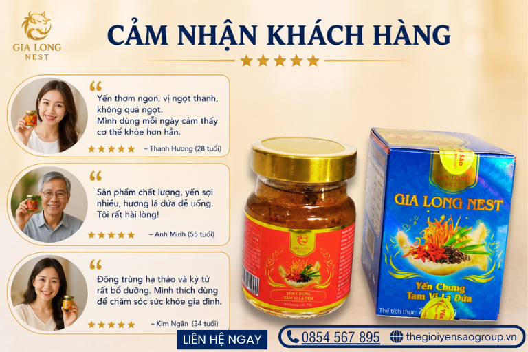 Yến chưng tam vị lá dứa Gia Long Nest