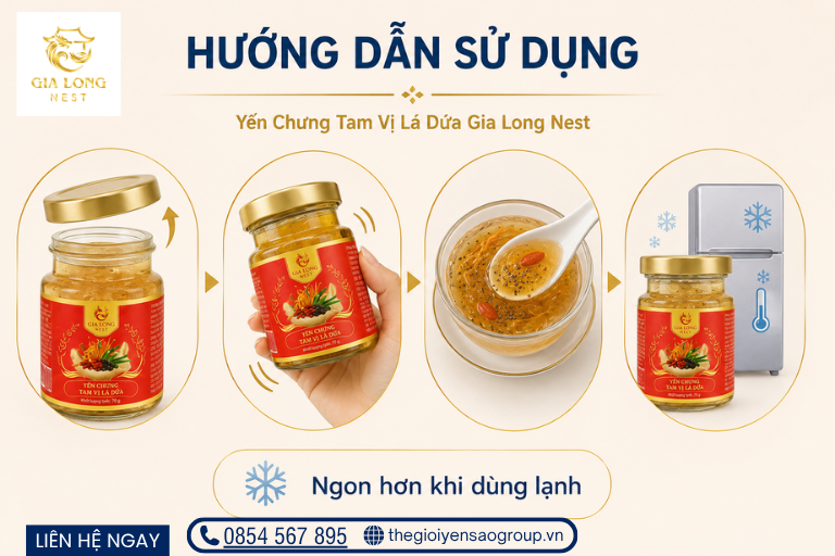 Yến chưng tam vị lá dứa
