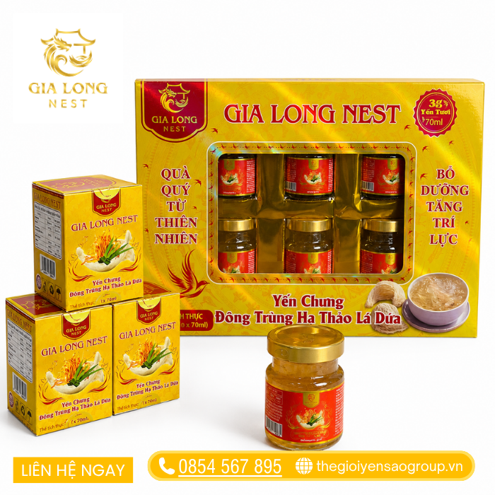 Hộp Quà Yến Chưng Đông Trùng Hạ Thảo Lá Dứa